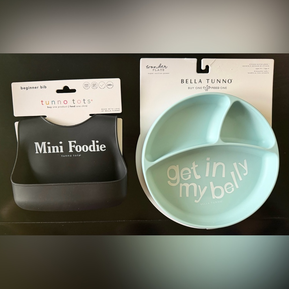 Bella Tunno & Tunno Tots Baby Feeding Set - Black and Green